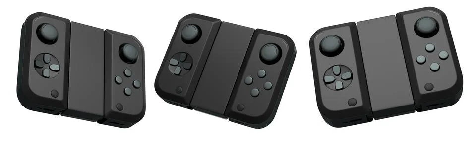 Realistic video game controllers console attached to mobile phone isolated on Stock Illustration