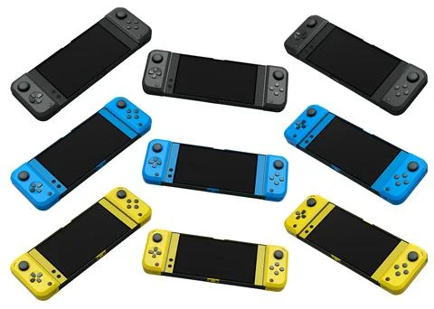 Realistic video game controllers console attached to mobile phone isolated on Stock Illustration