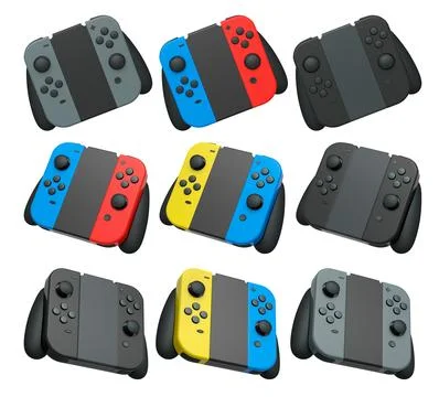 Realistic video game controllers console attached to mobile phone isolated .. Illustrazione stock