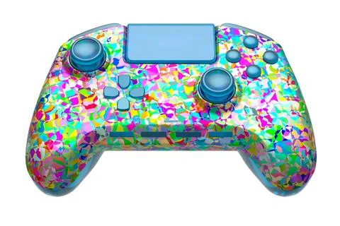 Realistic video game joystick with mosaic seamless pattern on white backgroun Stock Illustration