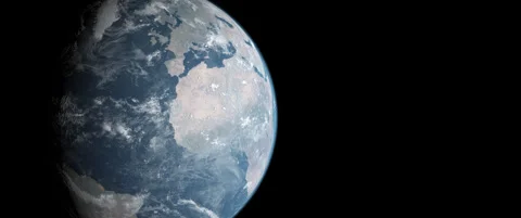 Realistic view of Earth in space, camera pulls back, room for text or titles Stock Footage 284487929