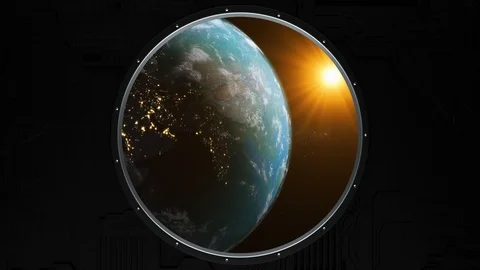 Realistic View of The Earth Through The Window of The Spaceship. Looped 4K. 스톡 동영상 98688186