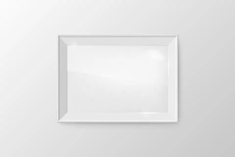 Realistic vintage horizontal rectangle classic photo frame with ineer glass on Stock Illustration