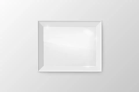 Realistic vintage horizontal rectangle classic photo frame with ineer glass on Stock Illustration