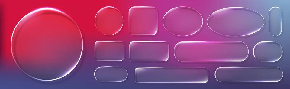 Realistic violet glassmorphism style basic IU mockup elements isolated on イラスト素材