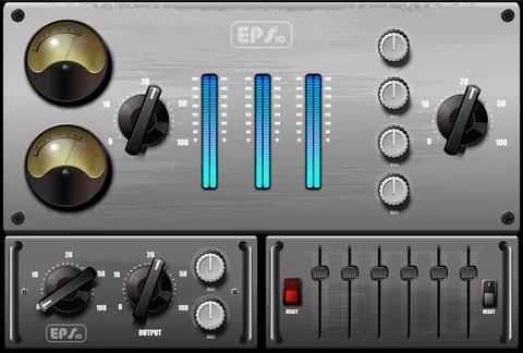 Realistic virtual equalizers and compressors. Vector. Stock Illustration