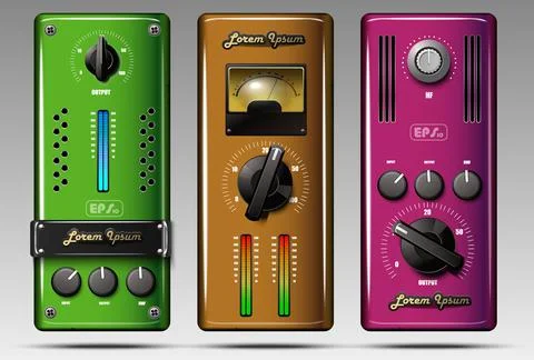 Realistic virtual equalizers and compressors. Stock Illustration