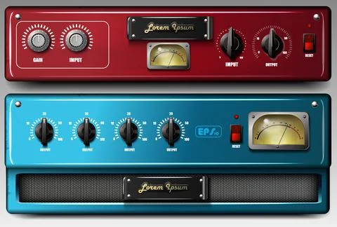 Realistic virtual equalizers and compressors. Stock-Illustration