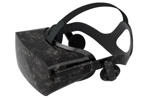 Realistic virtual reality glasses with black marble texture on white backgrou Illustrazione stock