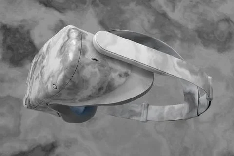 Realistic virtual reality glasses with black marble texture on dark backgroun Illustrazione stock