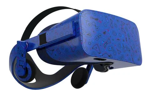 Realistic virtual reality glasses with seamless wavy pattern on white background イラスト素材