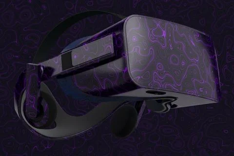 Realistic virtual reality glasses with seamless wavy pattern on dark backgrou 库存插图