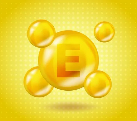 Realistic Vitamin E Tocotrienol design. Yellow nutrition illustration concept Stock Illustration