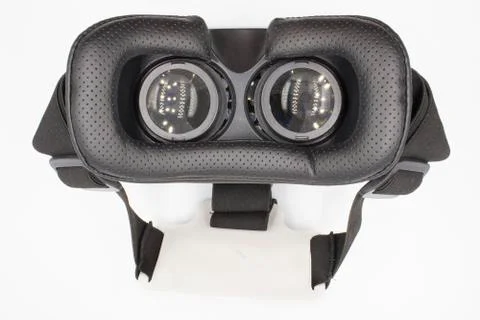 Realistic VR camera, VR Box / Virtual Reality glasses isolated on white backg Stock Photos