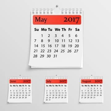 Realistic wall calendar with spring Ilustración de archivo