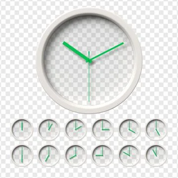 Realistic Wall Clock set with transparency Stock Illustration