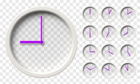 Realistic Wall Clock with transparent face Stock Illustration