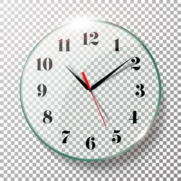 Realistic Wall Clocks Set Vector Illustration. Wall Office Clock With Black And Stock Illustration
