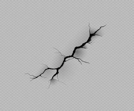 Realistic wall crack effect, vector illustration of land erosion or crashed Ilustración de archivo
