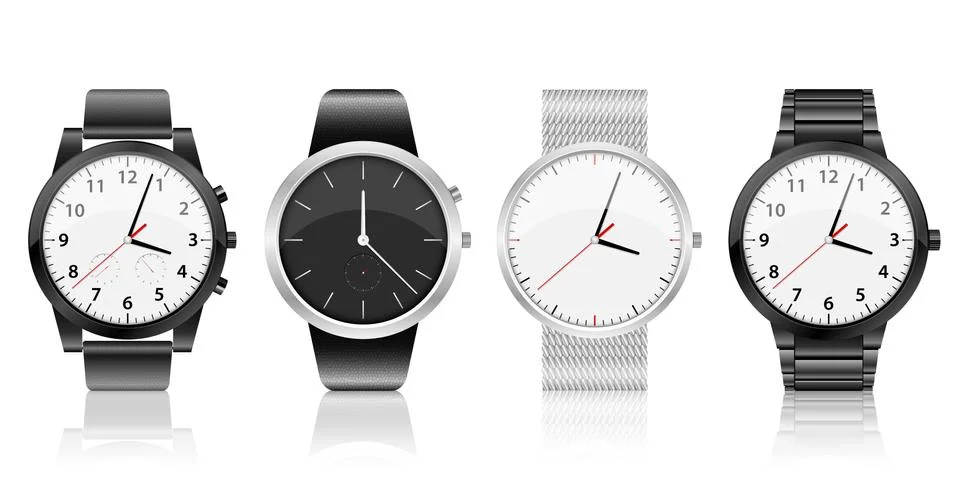 Realistic watch set vector design illustration isolated on white background Stock Illustration