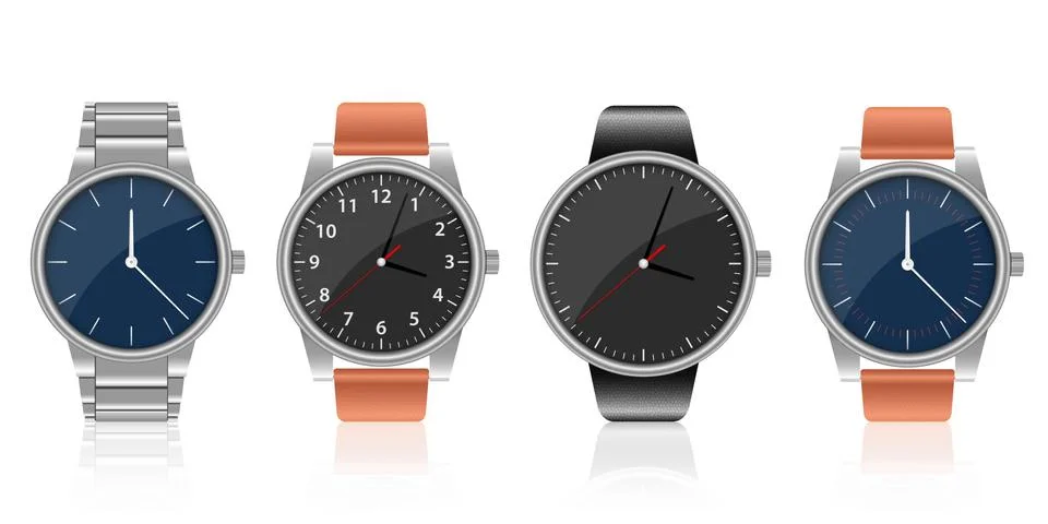 Realistic watch set vector design illustration isolated on white background Stock Illustration