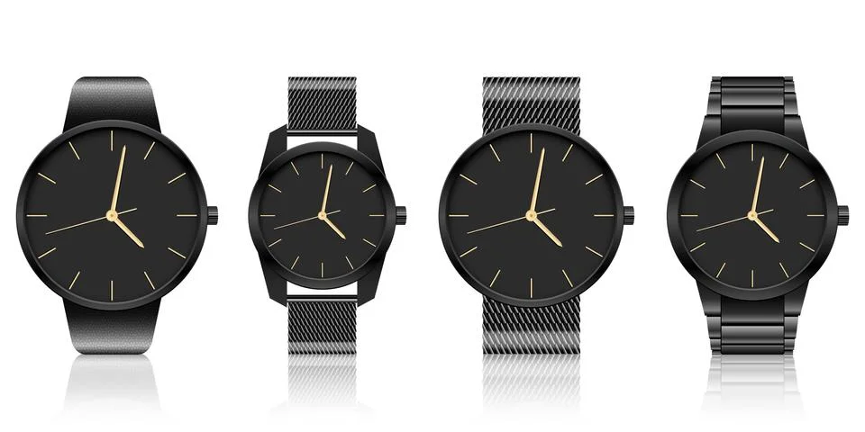 Realistic watch set vector design illustration isolated on white background Stock Illustration