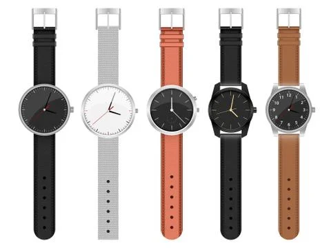 Realistic watch set vector design illustration isolated on white background Stock Illustration