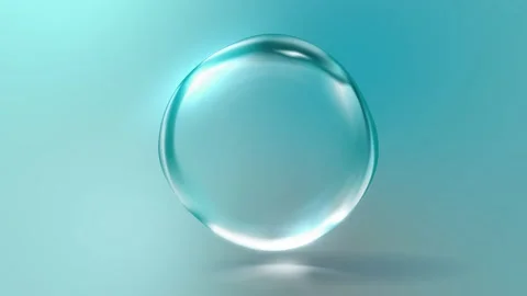 Realistic water bubble with light effect Stock Footage