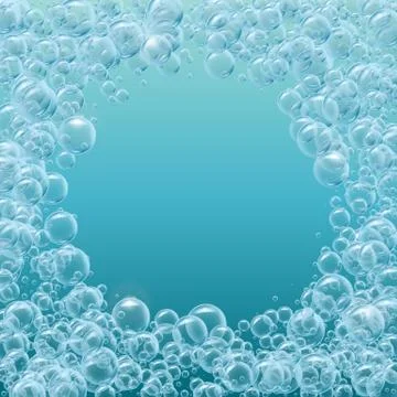 Realistic water bubbles background Stock Illustration