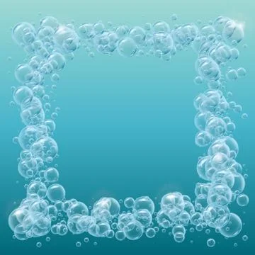 Realistic water bubbles background Stock Illustration