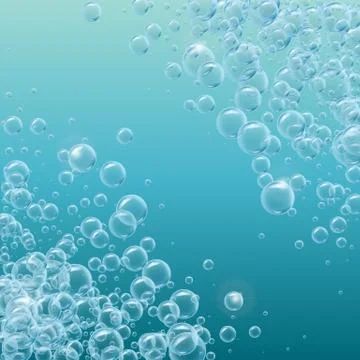 Realistic water bubbles background Stock Illustration