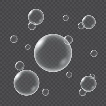 Realistic water bubbles isolated Stock Illustration