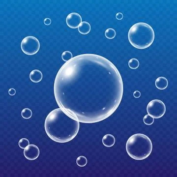Realistic water bubbles isolated Illustrazione stock