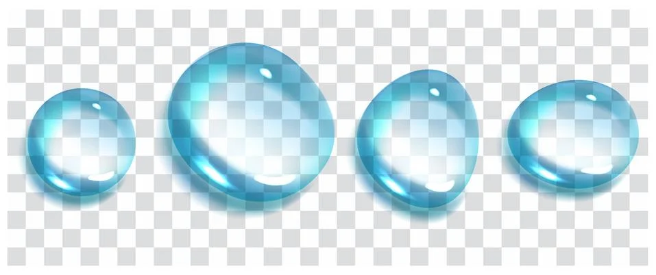 Realistic water bubbles with rainbow reflection set isolated. Stock Illustration