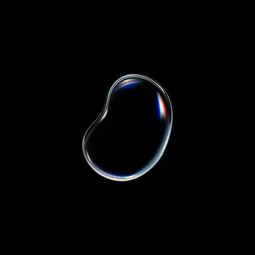 Realistic water drop, vector soap bubble with reflection, 3D glass rounded Stock Illustration