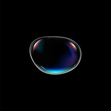 Realistic water drop, vector soap bubble with rainbow reflection, 3D rounded Illustrazione stock