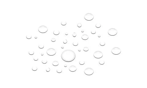 Realistic Water Droplets on Light Surface Transparent Liquid Drops Background Stock Illustration