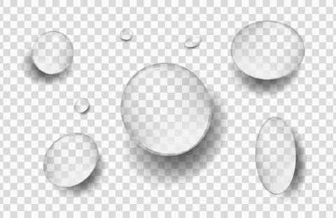 Realistic water drops pack isolated on transparent background. Detailed aqua 스톡 일러스트
