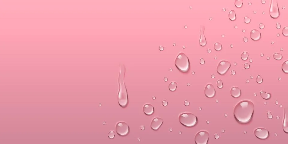 Realistic water drops texture background, border Stock Illustration