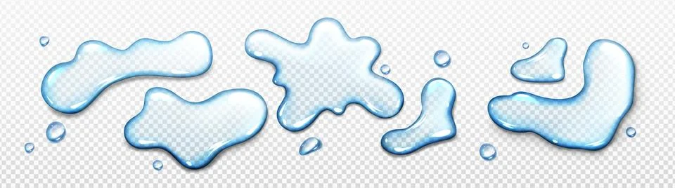 Realistic water puddle transparent background Stock Illustration