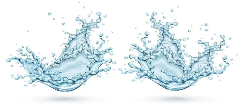 Realistic Water splashes with bubbles spray and drops. Vector illustration. Stock Illustration