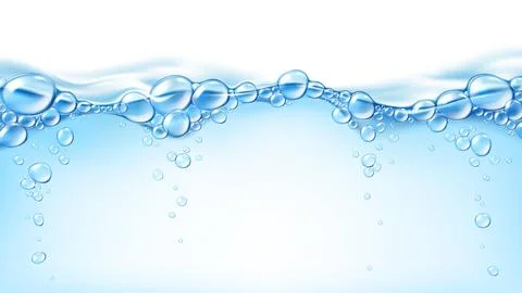 Realistic water wave surface with bubbles, fizz Stock Illustration