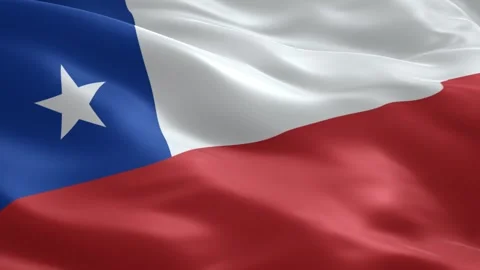 Realistic Waving Flag of Chile Animation National Symbol for South American.. Stock Footage 334343635