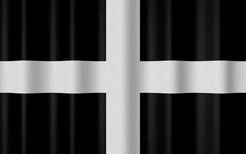 Realistic waving flag of Cornwall Illustrazione stock