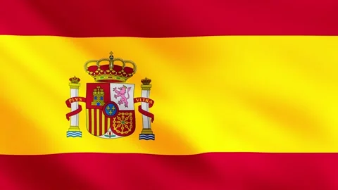 Realistic waving Spain flag. Slow motion. Close up. Flag background. 23,98 fps Stock Footage 172252358