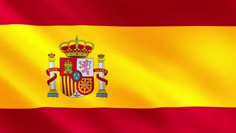 Realistic waving Spain flag. Slow motion. Close up. Flag background. 59,94 fps Stock Footage 172252381