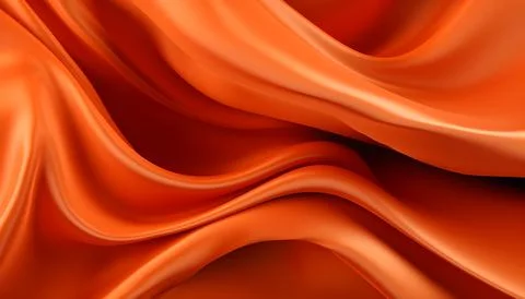 Realistic wavy abstract background, delicate and elegant orange silk cloth,.. Stock Illustration