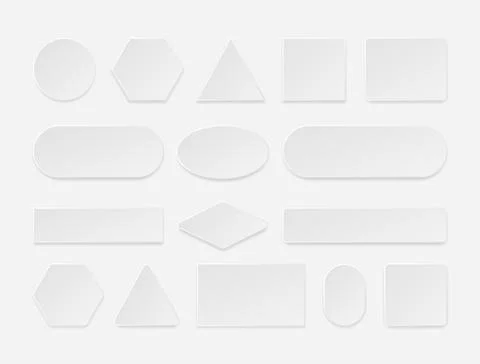 Realistic web button. 3D white square rectangular round flat web forms and ta Stock Illustration