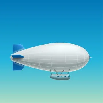 Realistic white airship side view Stock Illustration