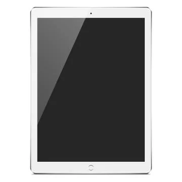 Realistic White and Silver Tablet Mockup Stock Illustration
